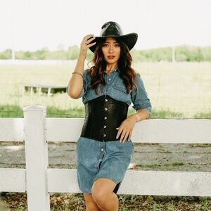 Banana Republic Chambray Denim Shirtdress Blue XS western rustic preppy cowgirl